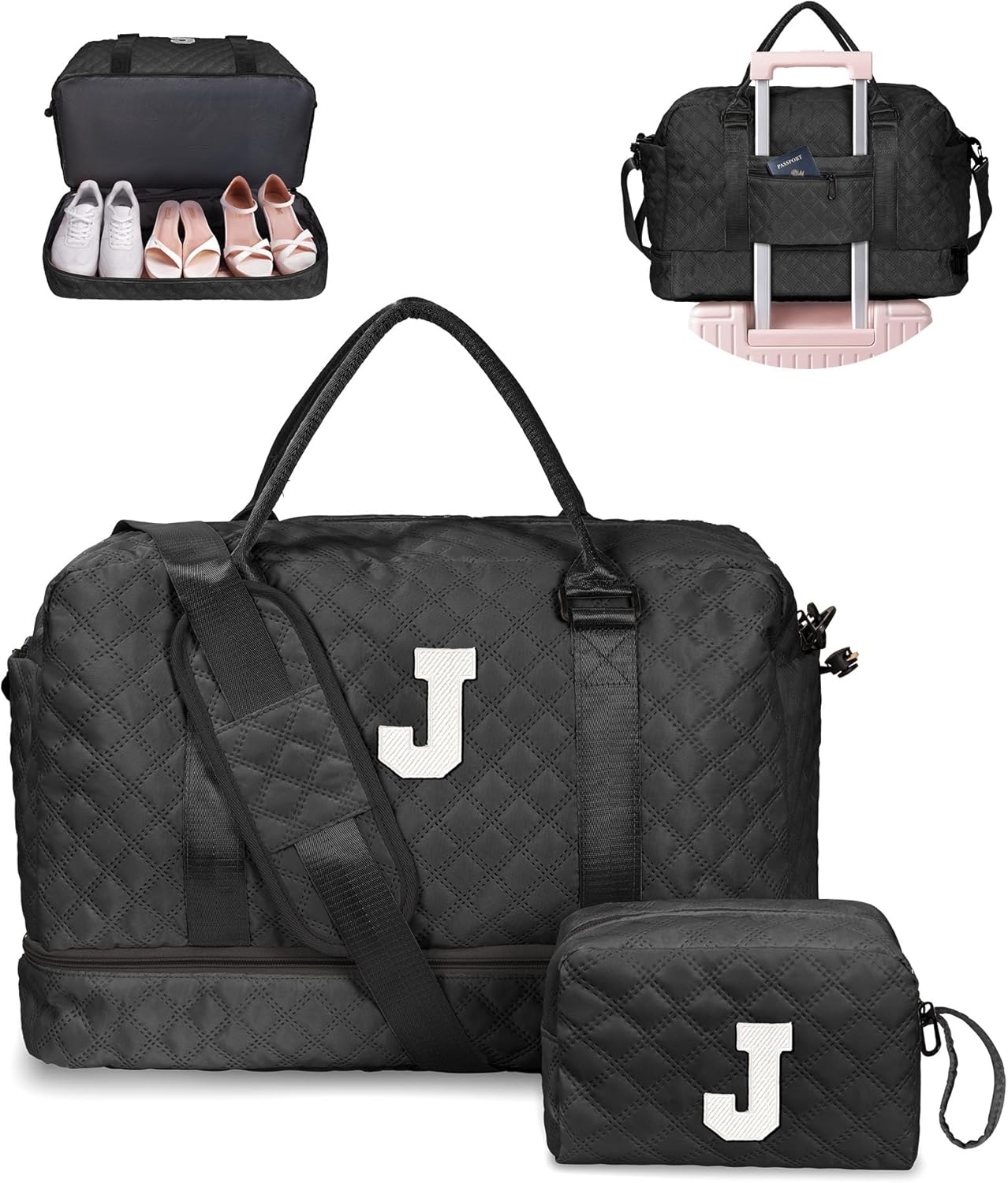 Initial Duffle Bag with Shoe Compartment for Stylish Travel