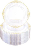 Clear Gold Disposable Plates 100pcs - Elegant 7.5 in Dessert Plates