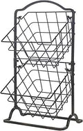 Gourmet Basics 2 Tier Hanging Basket, Antique Black - Space-Saving