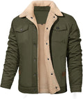 Men's Winter Lapel Cargo Military Trucker Cotton Jacket - Fleece Lined