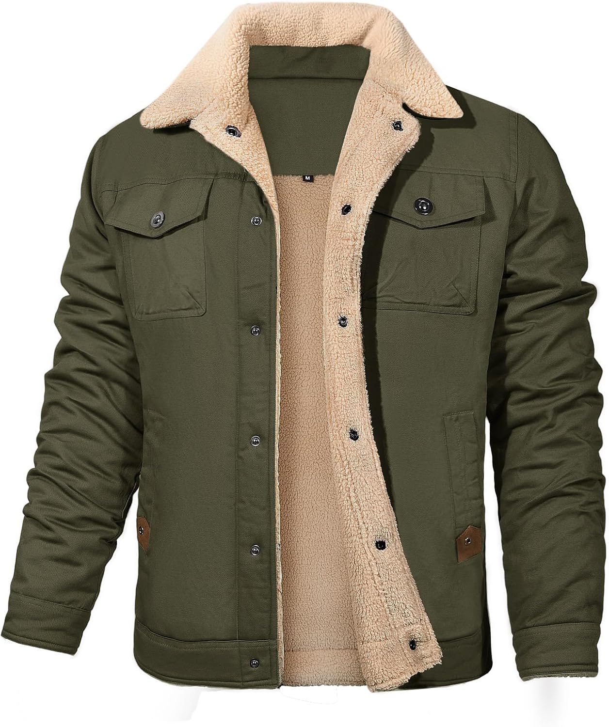 Men's Winter Lapel Cargo Military Trucker Jacket for Outdoors