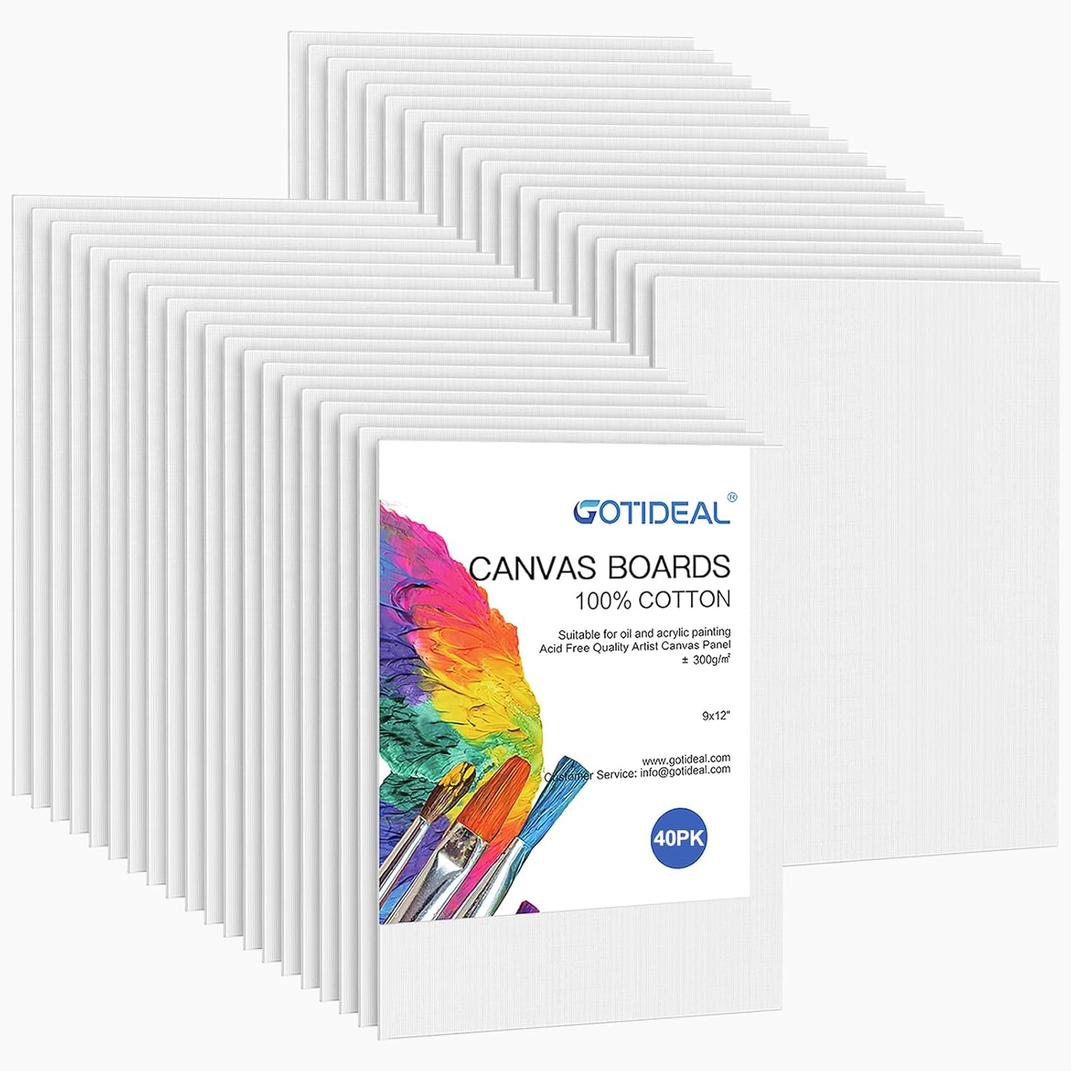 Gotideal Canvas for Painting - 40pcs 9x12 Primed Bulk Panels