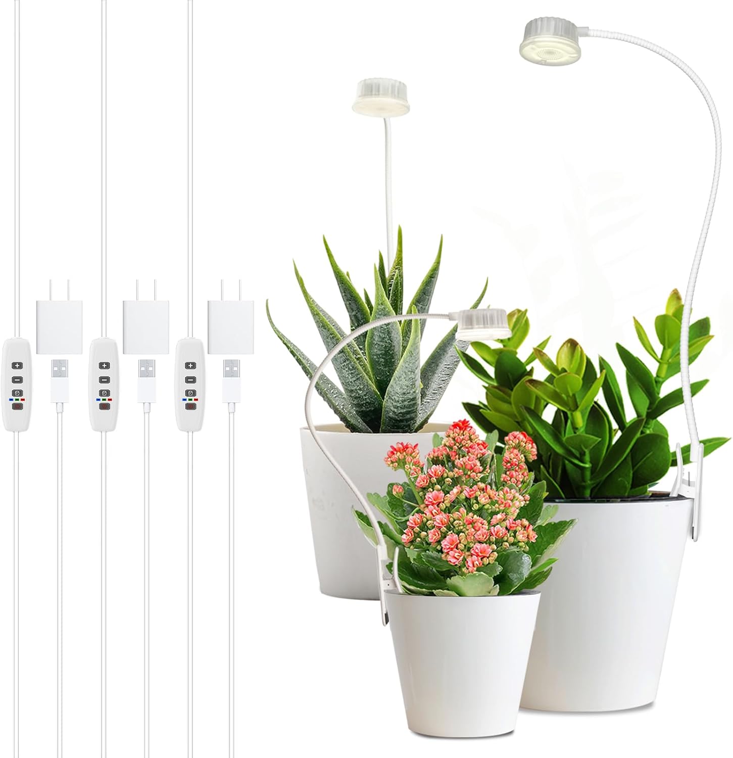 Grow Lights for Indoor Plants with Adjustable Gooseneck Design