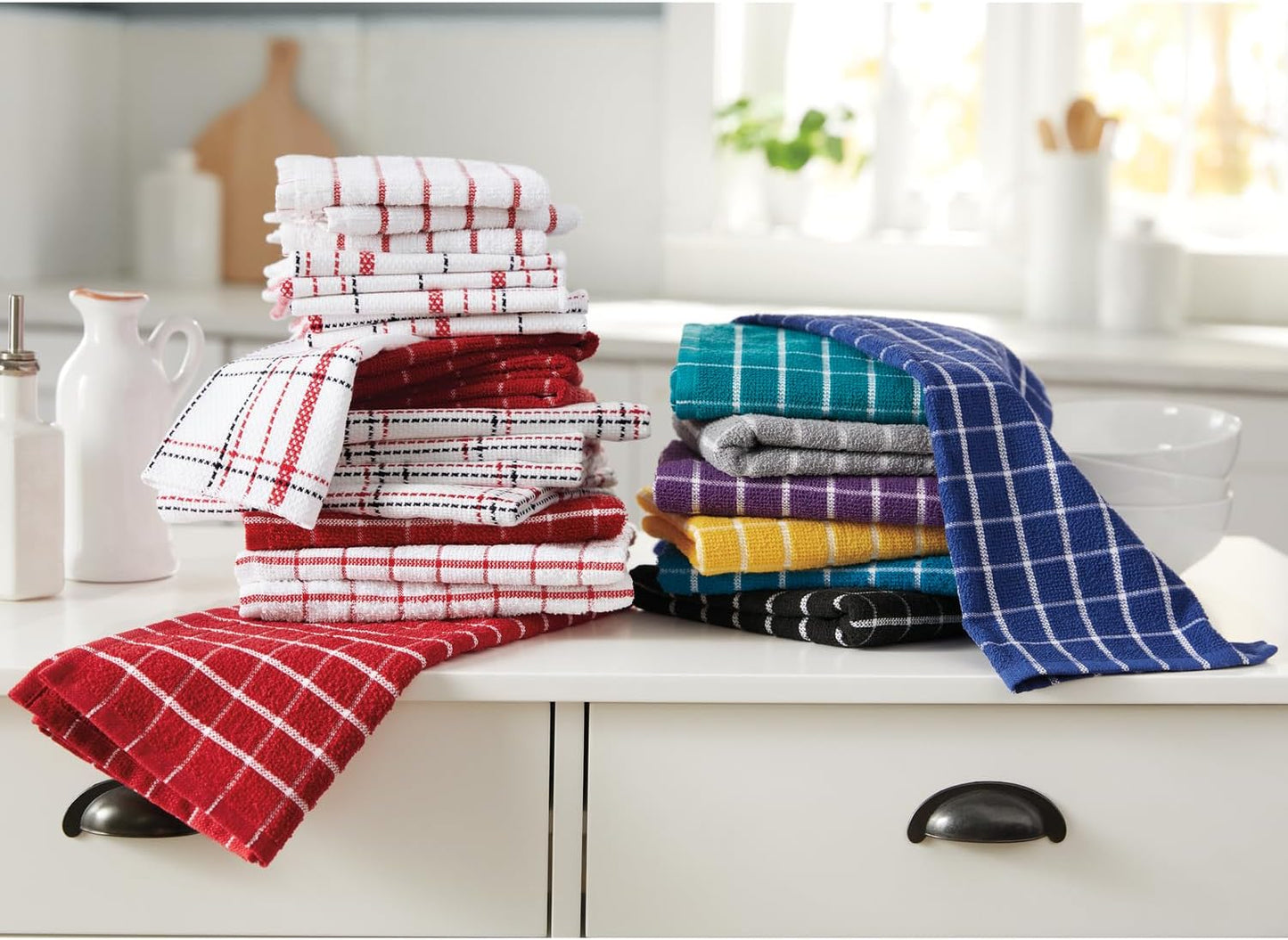 Soft Cotton Kitchen Towel Set - Bright Island Blue Colors