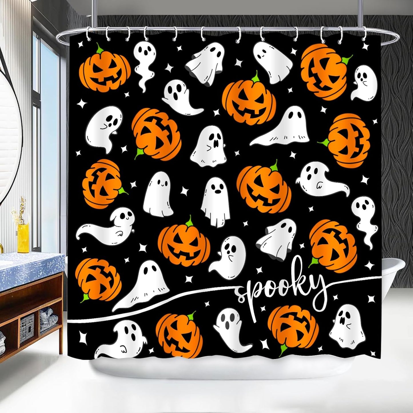 Cute Ghost Halloween Shower Curtain - Spooky Style!