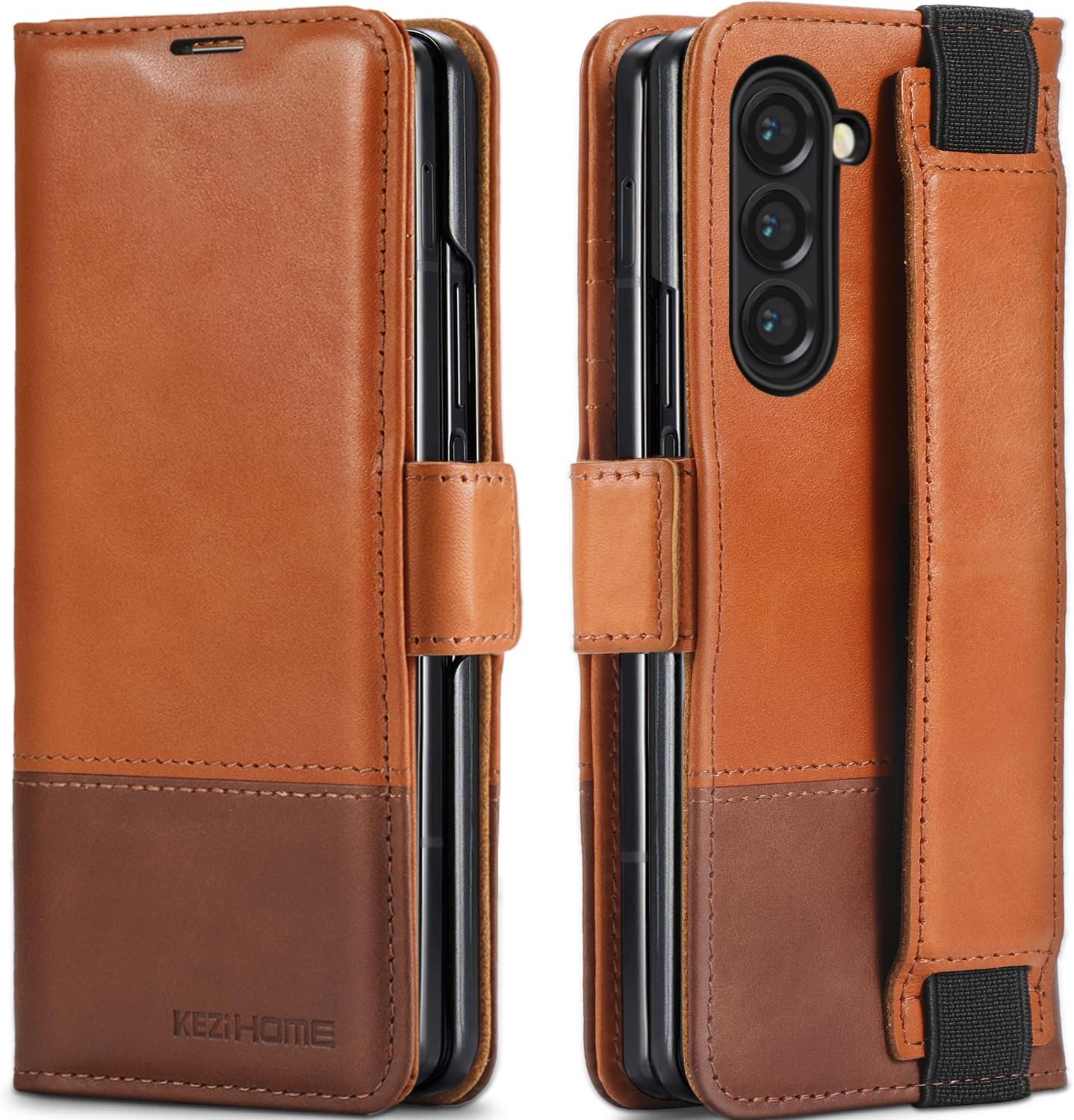 KEZiHOME Galaxy Z Fold 6 Case: Genuine Leather Wallet Design