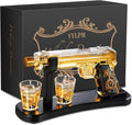 Handcrafted Gun Whiskey Decanter Set - Lead-Free Glass Centerpiece