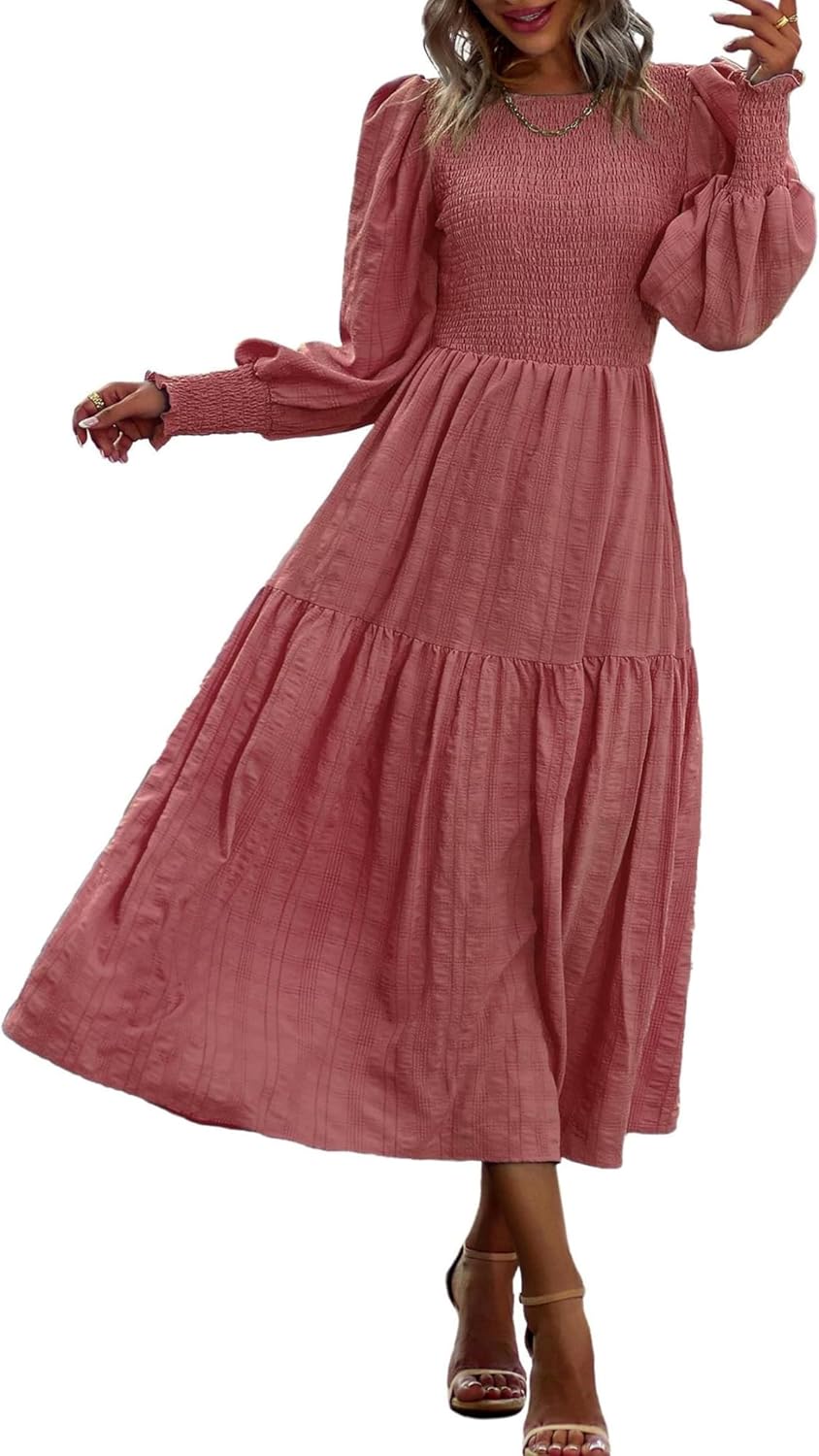 PRETTYGARDEN Women Puff Long Sleeve Maxi Dress for Spring 2025