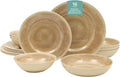 Casper Court 16-Piece Melamine Dinnerware Set Beige Reactive Glaze