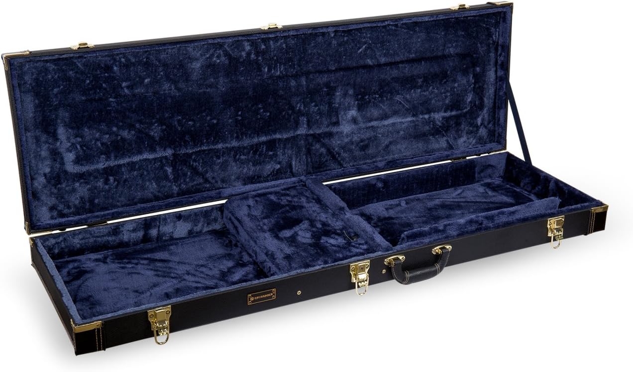 Crossrock Wooden Case for Electric Bass Guitars - Black