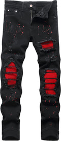 OIIIO Men's Patch Ripped Stretch Regular Fit Jean - Durable Everyday