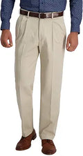 Haggar Premium No Iron Khaki Classic Fit Pleat Front - Timeless