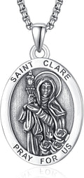 ADMETUS 925 Sterling Silver Saint Medal Necklace - Protective Amulet