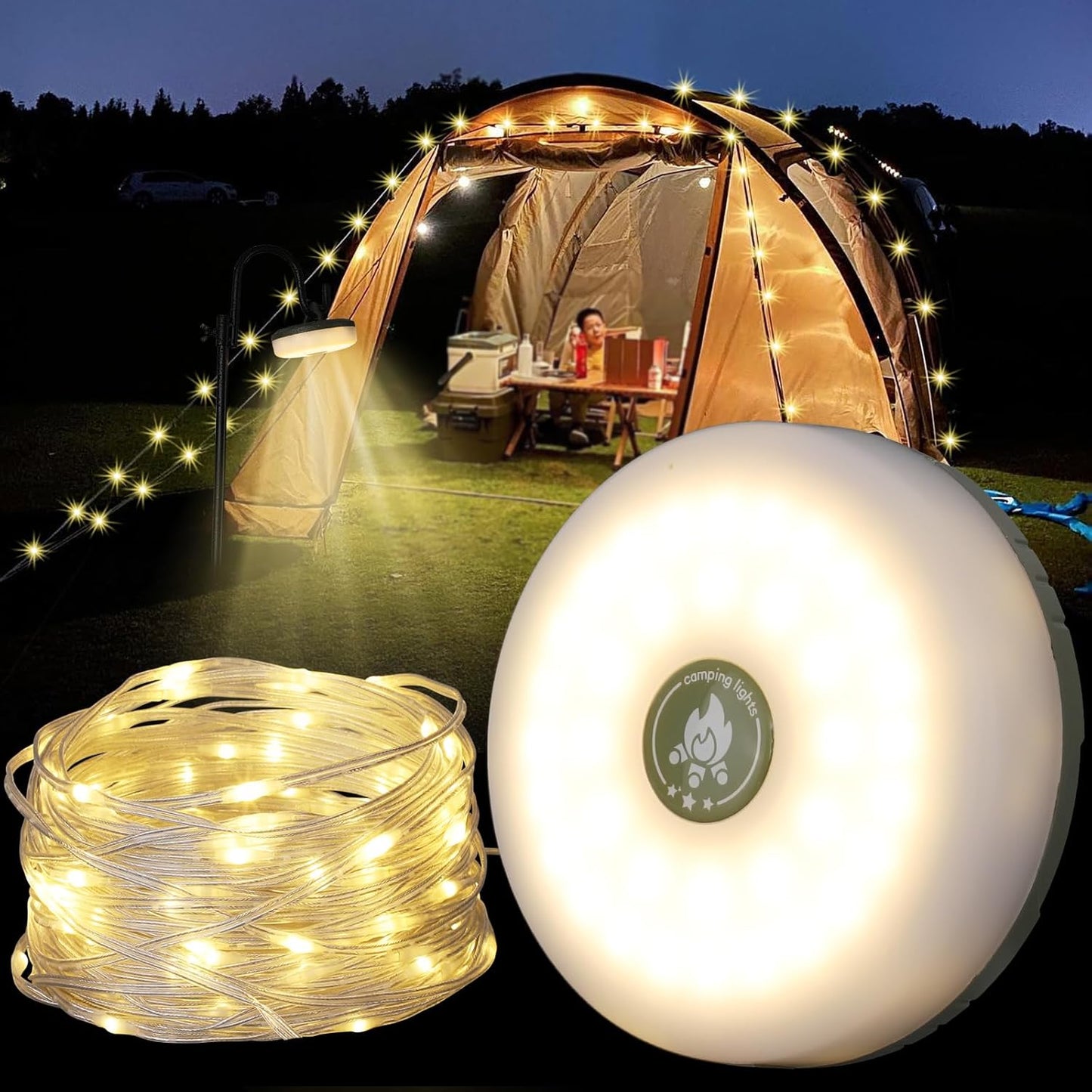 8 Mode Rechargeable Camping String Lights: Waterproof & Portable 32.8ft