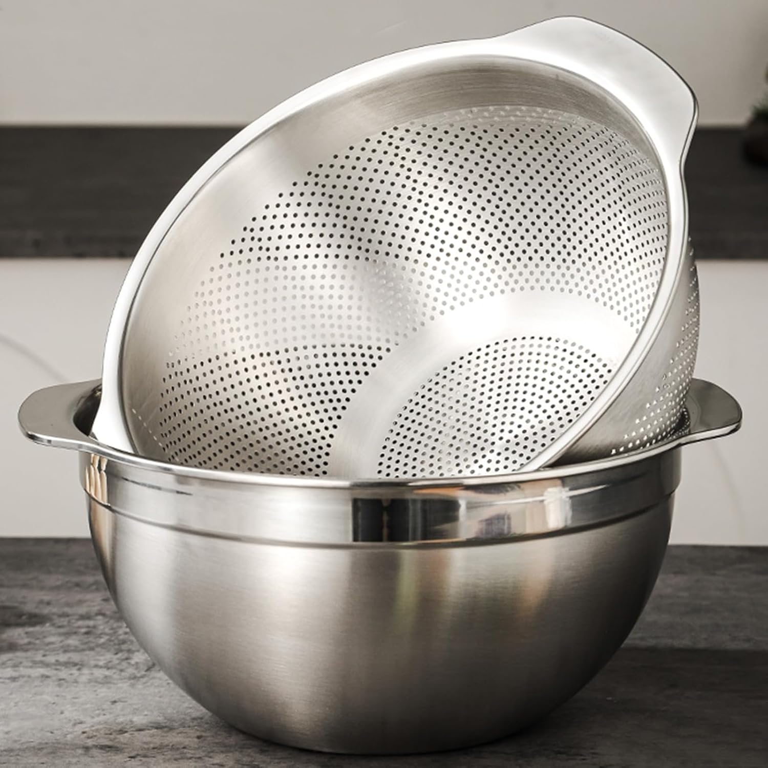 18/8 Stainless Steel Microwell Colander for Kitchen Use