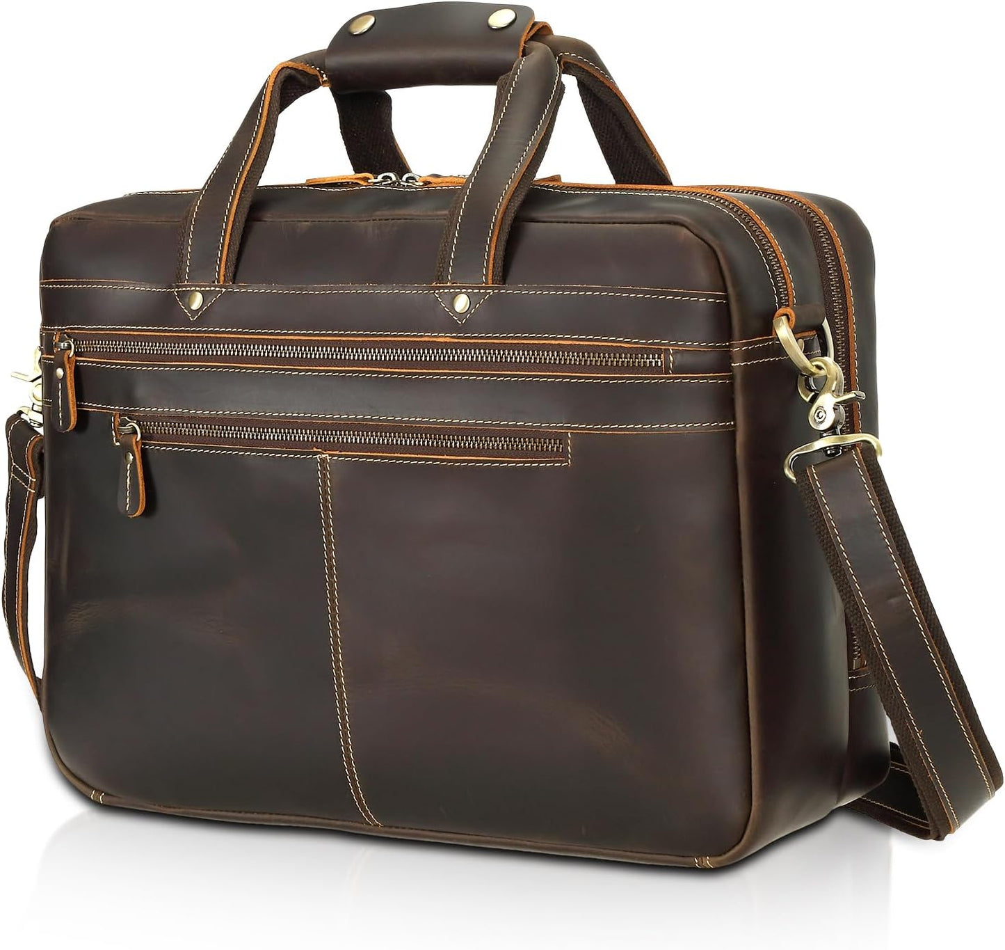 Polare 17ft' Computer Briefcase Work Bag for Men - Full Grain Leather