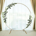 Round Gold Metal Wedding Arch Backdrop Stand 7.5 ft - Elegant Photo