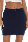 Womens Mini Denim Skirt - Slim Fit High Waisted Casual