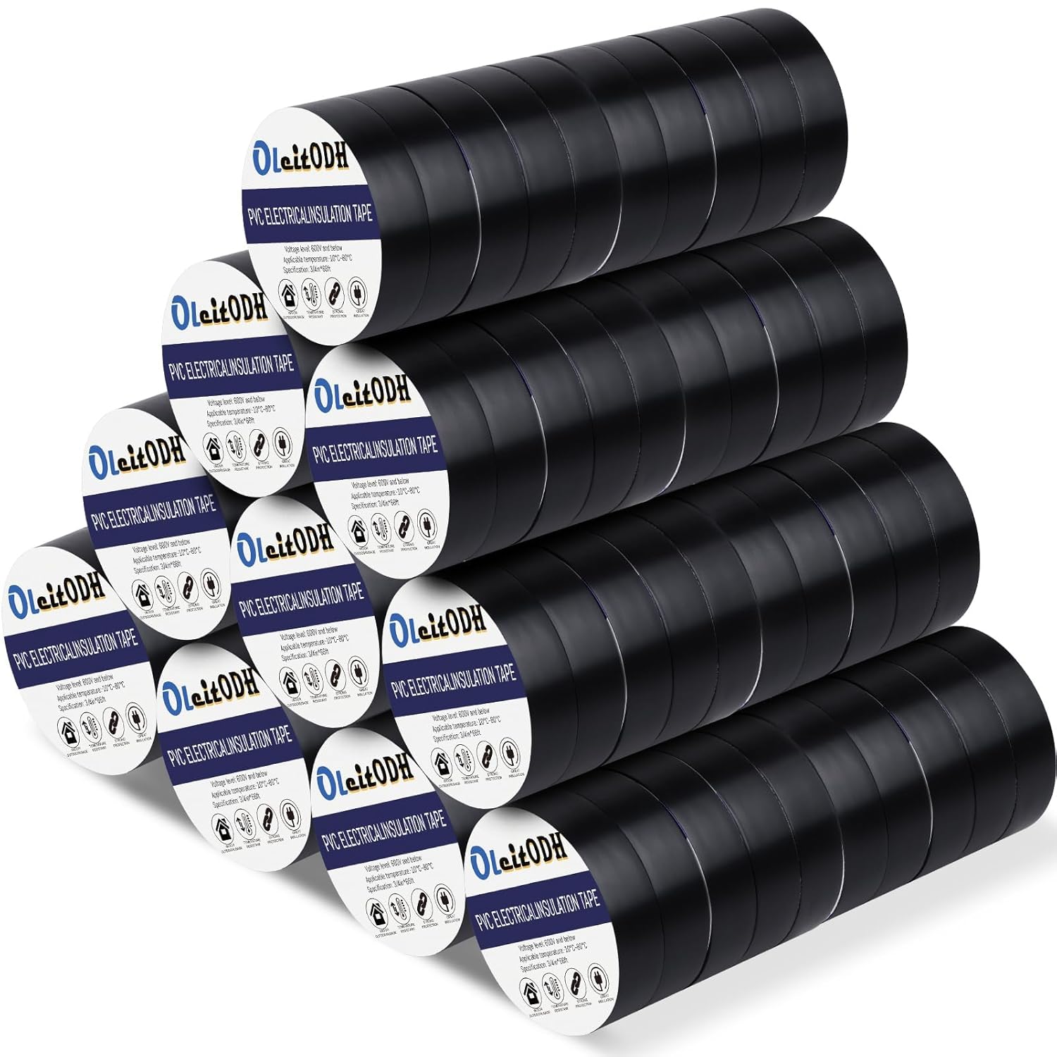 100 Rolls Black Electrical Tape Bulk for Insulation and Protection