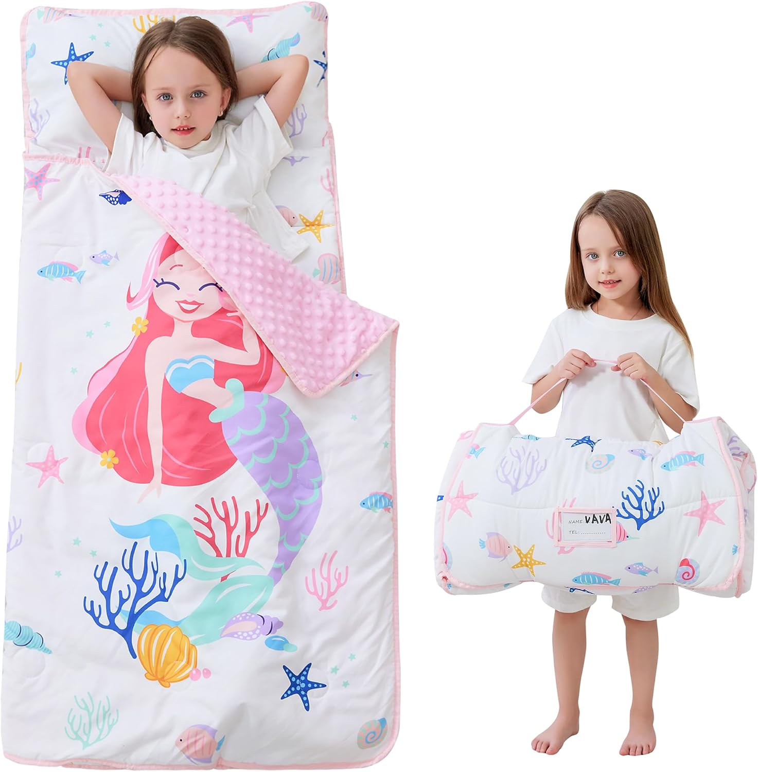 Extra Large Toddler Nap Mat with Pillow and Blanket for Kids