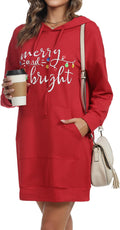 Women Hoodies Dress Tunic Sweatshirt - Oversized Pocketed Casual