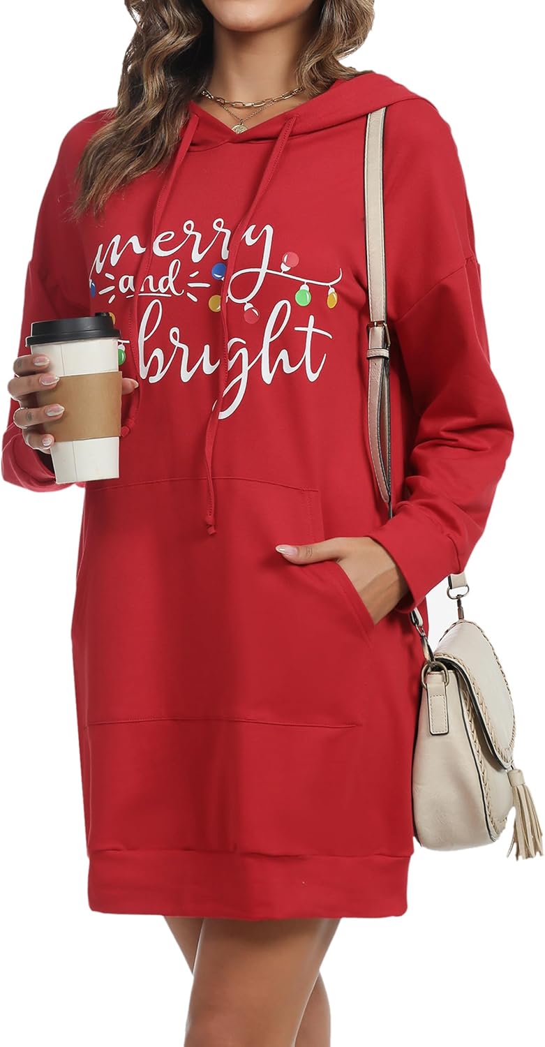 Comfy Quenteen Women Hoodies Dress for Casual Holiday Style