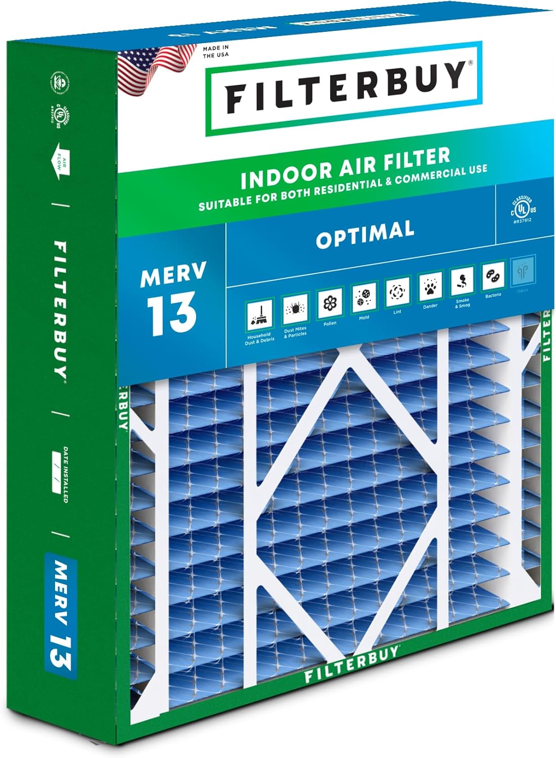 21x21x5 Air Filter MERV 13 for Optimal Smoke & Allergy Defense