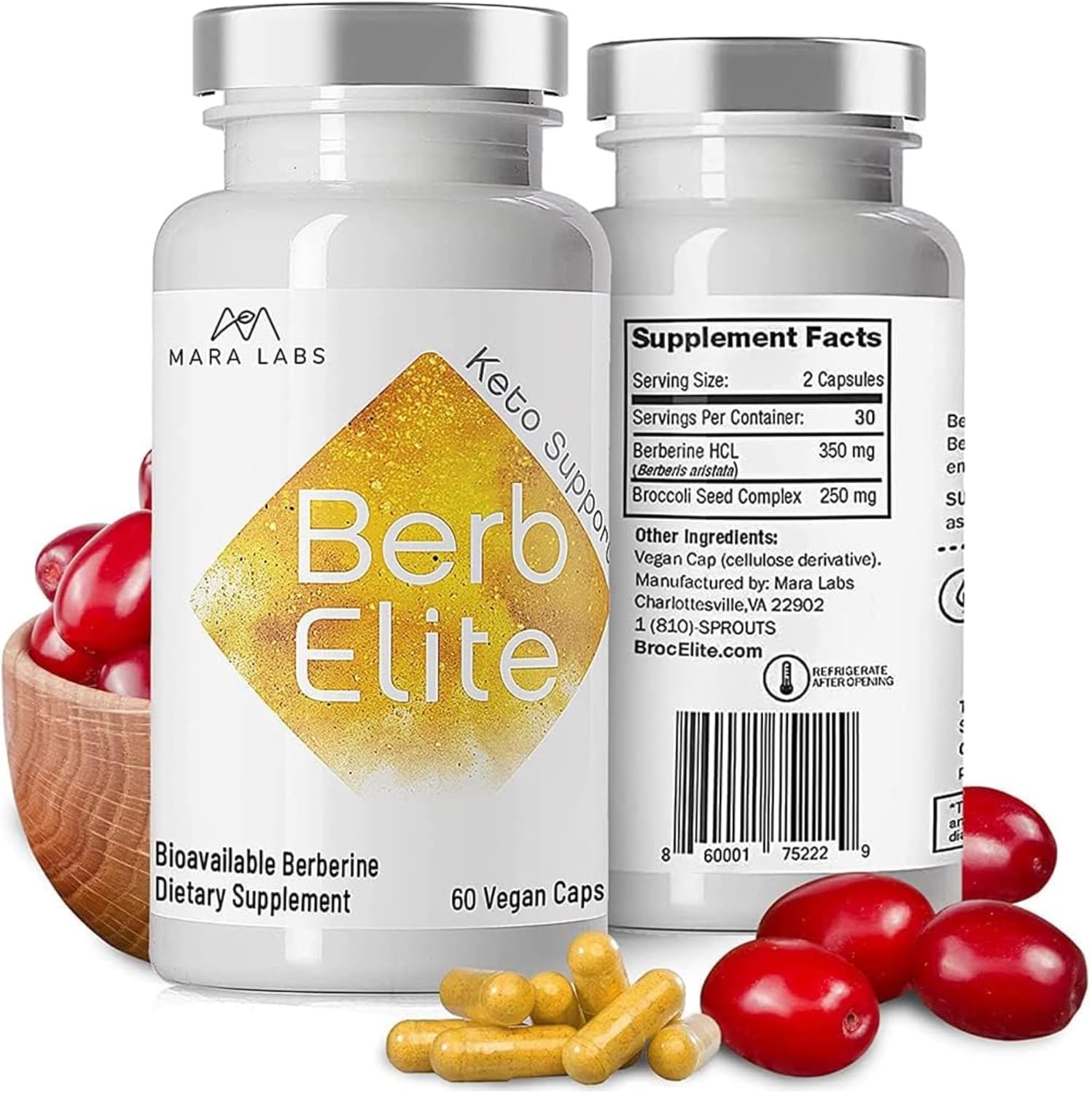 Mara Labs BerbElite: 350mg Berberine HCL & Broccoli Seed Complex