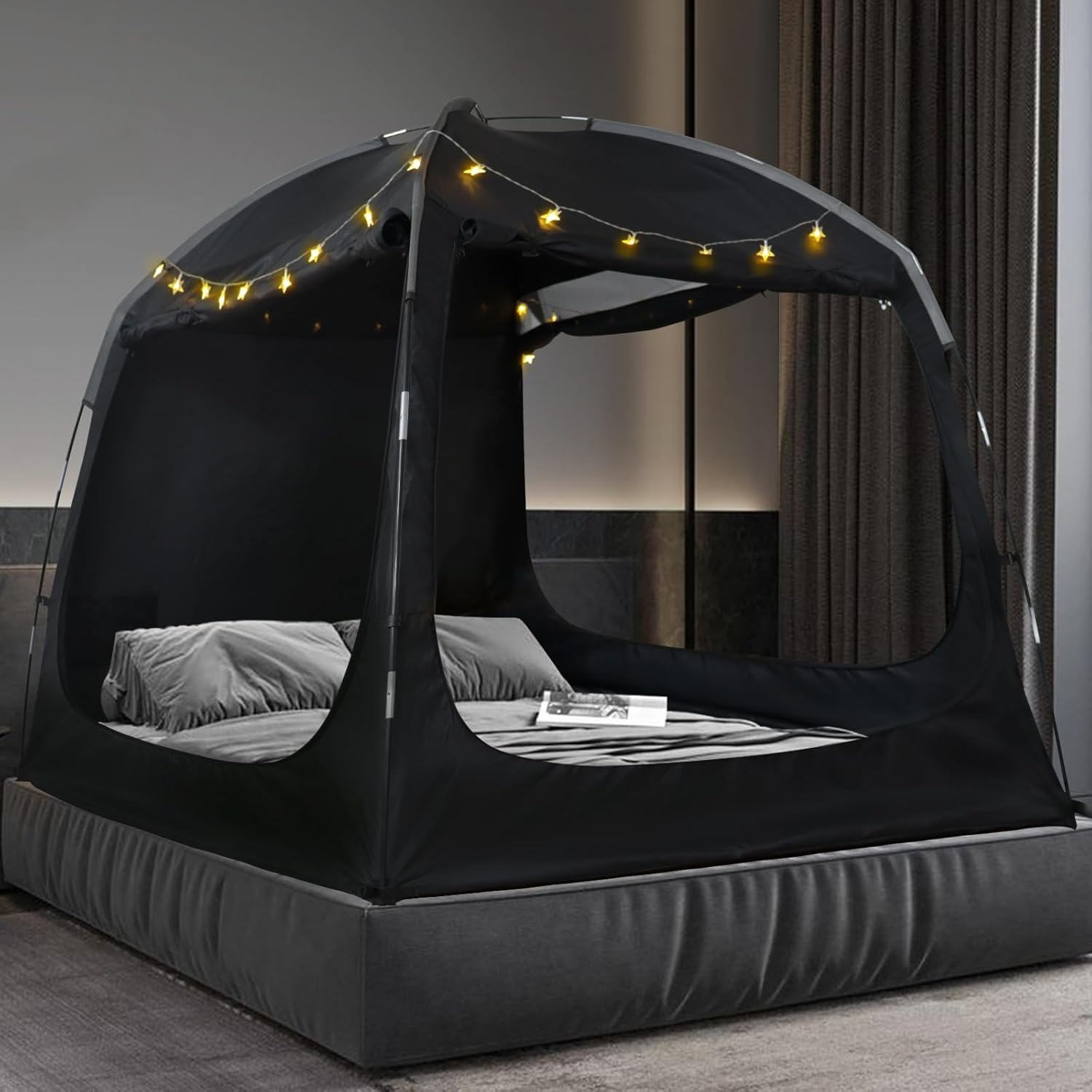80% Blackout Bed Tent with Star Lights - Big Dome Playhouse