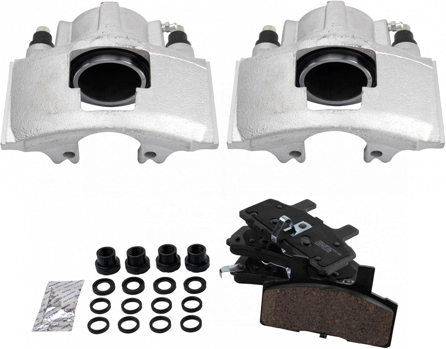 TRQ Front Brake Caliper Set with Ceramic Brake Pads for Vehicles