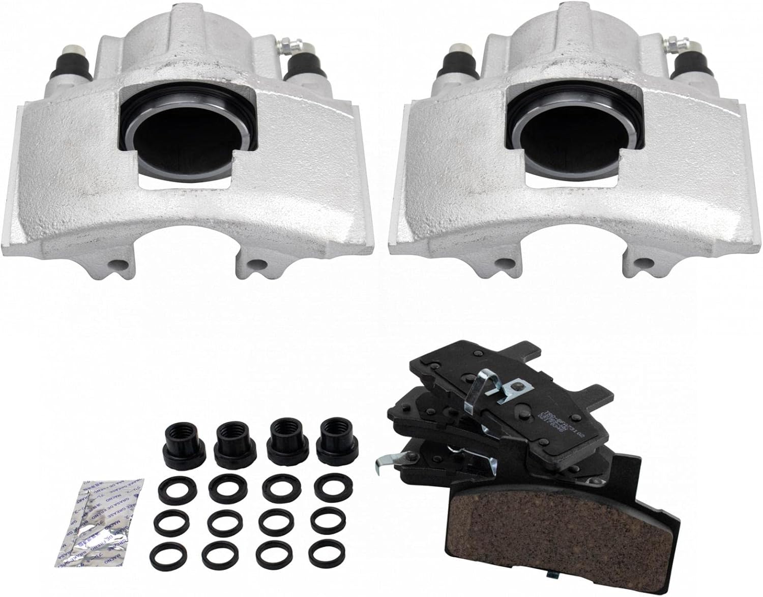 TRQ Front Brake Caliper Set with Ceramic Brake Pads for Vehicles
