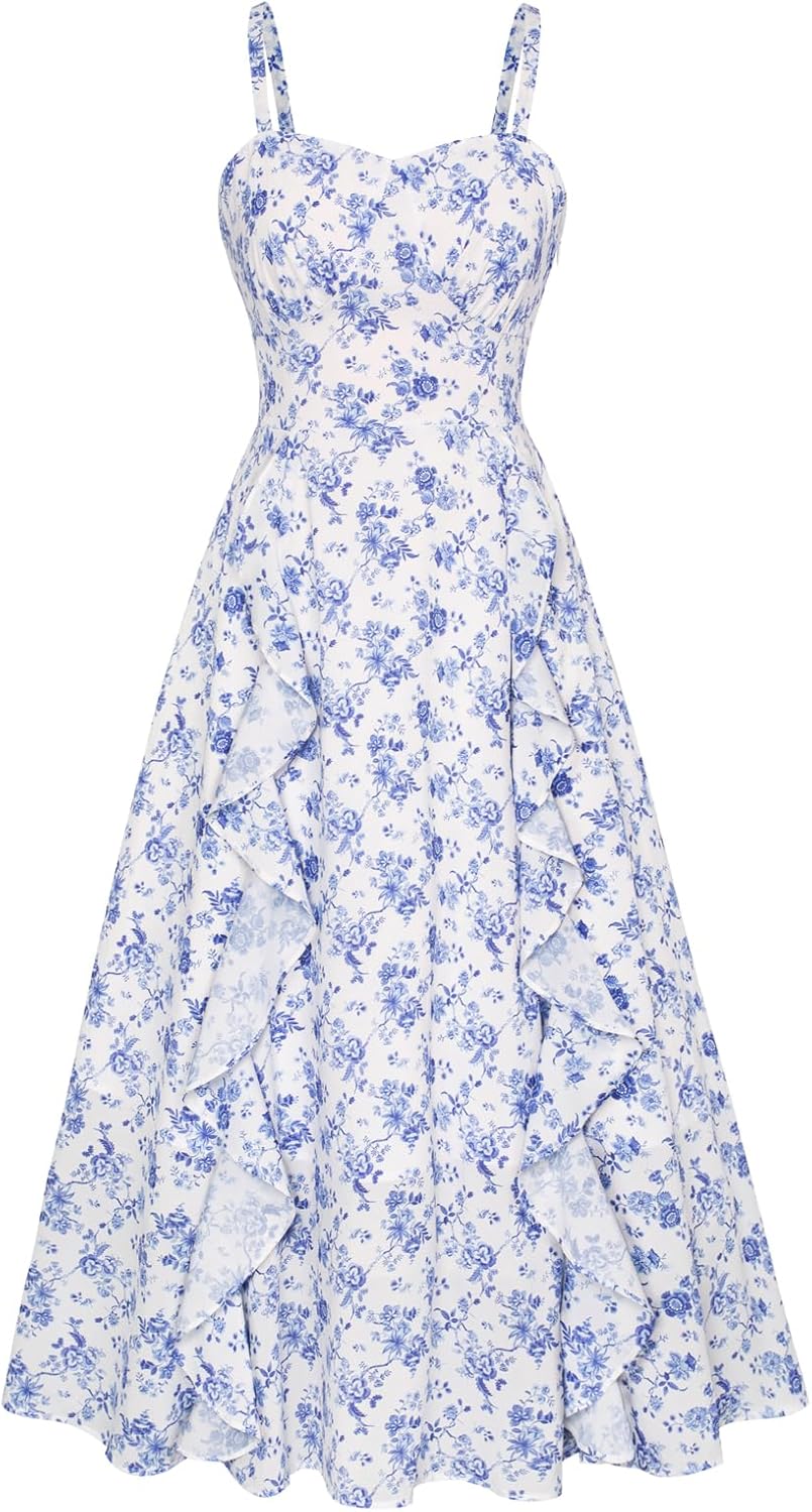 Boho Midi Sun Dresses for Women - Ruffle Casual Elegance