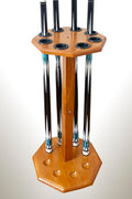 Freestanding Billiard Cue Rack - Holds 8 Cues, Oak Floor Stand