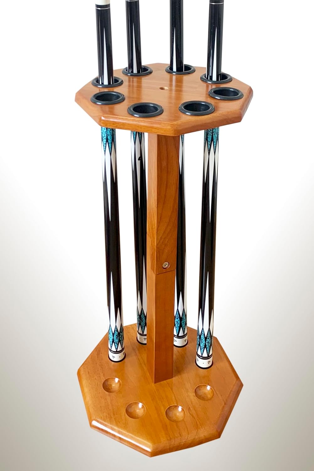 Freestanding Billiard Cue Rack for 8 Cues - Elegant Oak Design