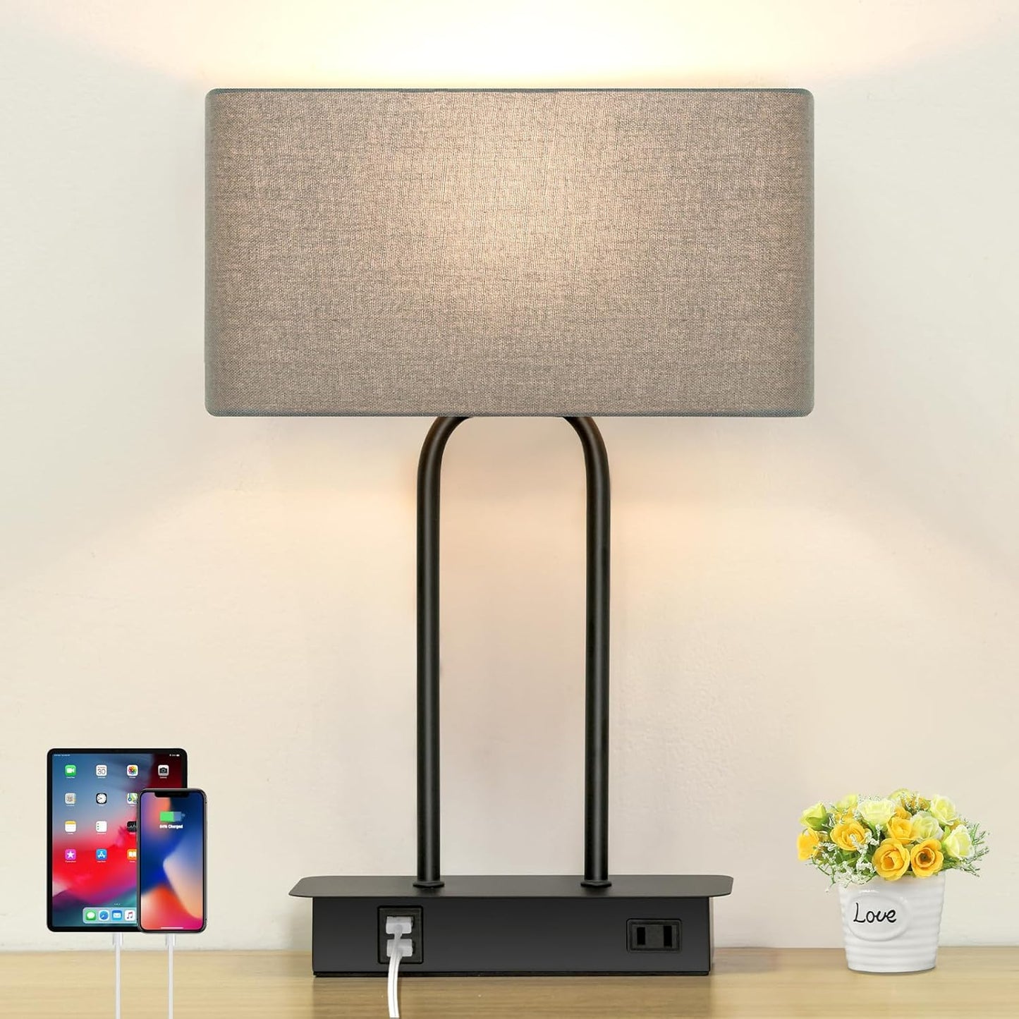 3-Way Dimmable Touch Control Table Lamp with USB Ports