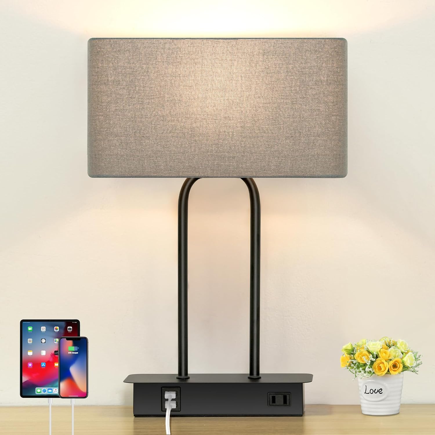 3-Way Dimmable Touch Control Table Lamp with USB Ports