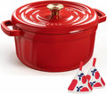 Overmont Enameled Cast Iron Dutch Oven 5QT - Red Heavy-Duty Cookware