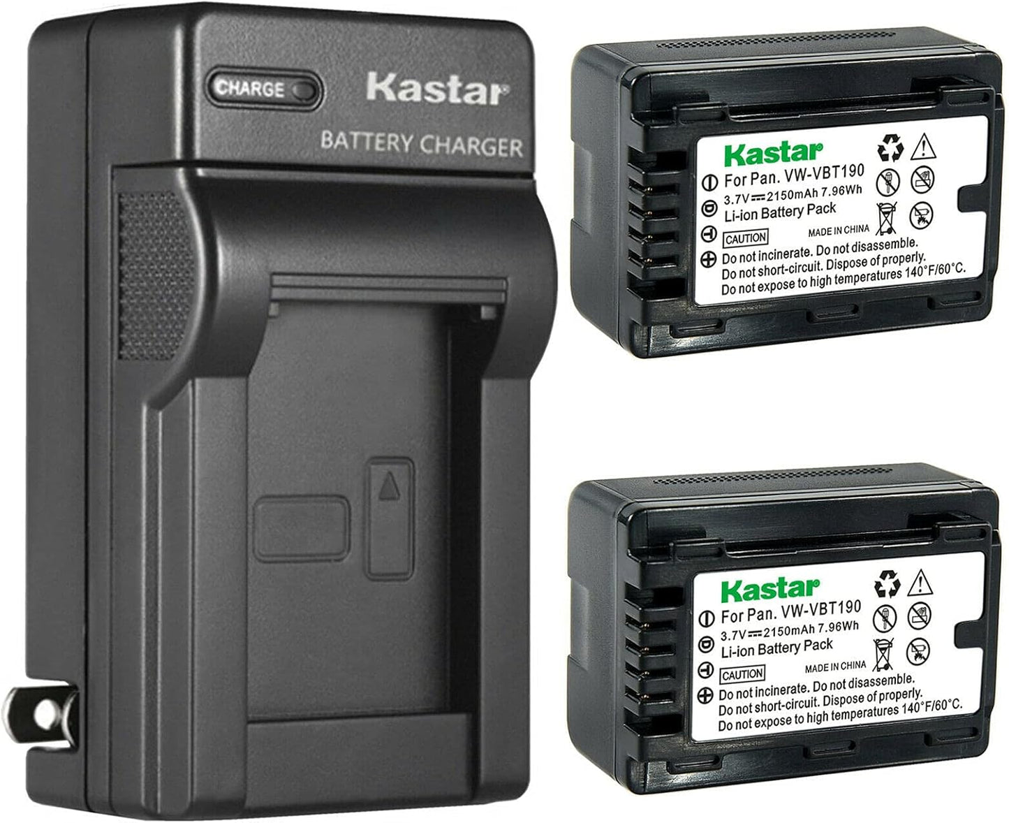 Kastar 2-Pack Battery and AC Wall Charger for Panasonic Cameras