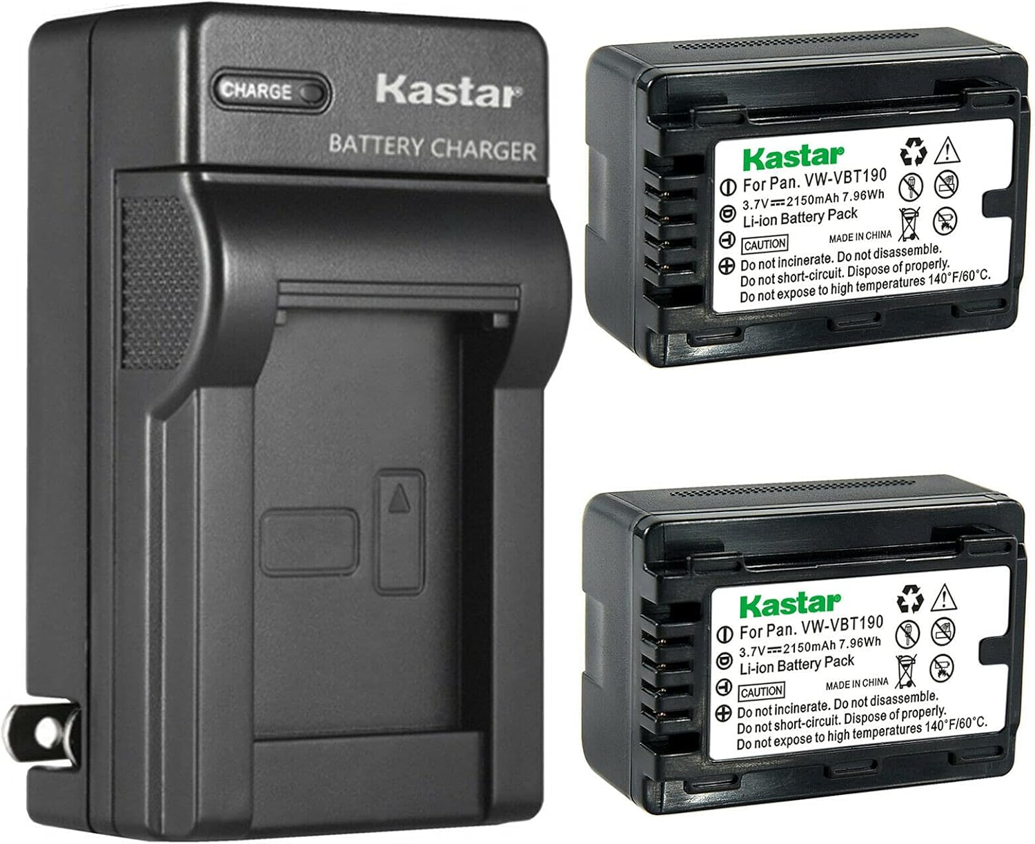 Kastar 2-Pack Battery and AC Wall Charger for Panasonic Cameras