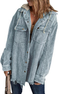 Dokotoo Womens Corduroy Shacket Jacket with Hood - Stylish Fall Coat