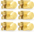 Gobrico Brushed Gold Passage Door Knobs 6 Pack - Satin Brass Closet