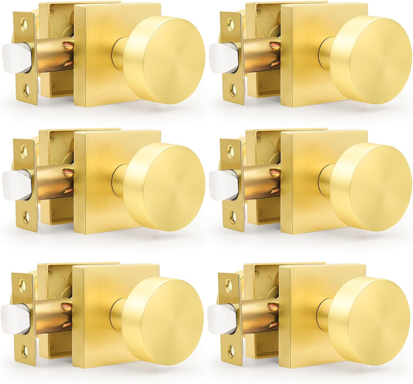 Gobrico Brushed Gold Passage Door Knobs for Hallways and Closets