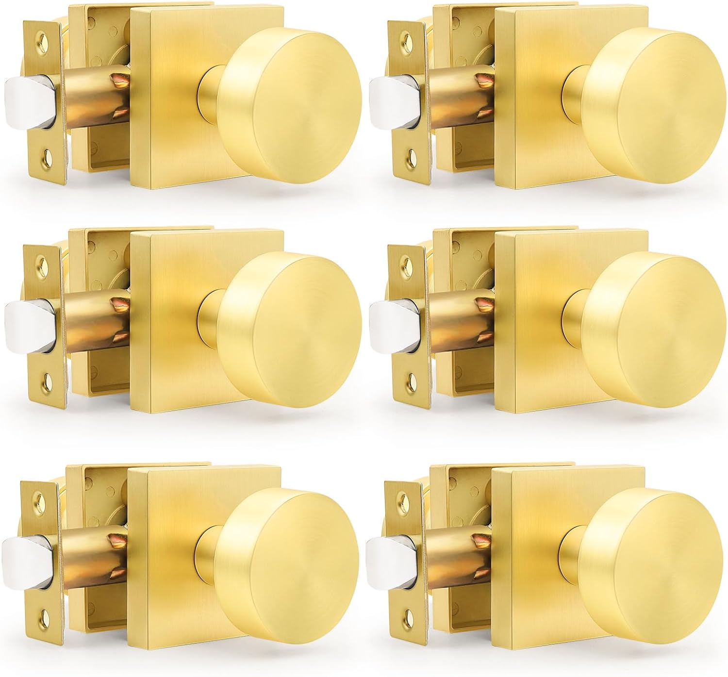 Gobrico Brushed Gold Passage Door Knobs for Hallways and Closets