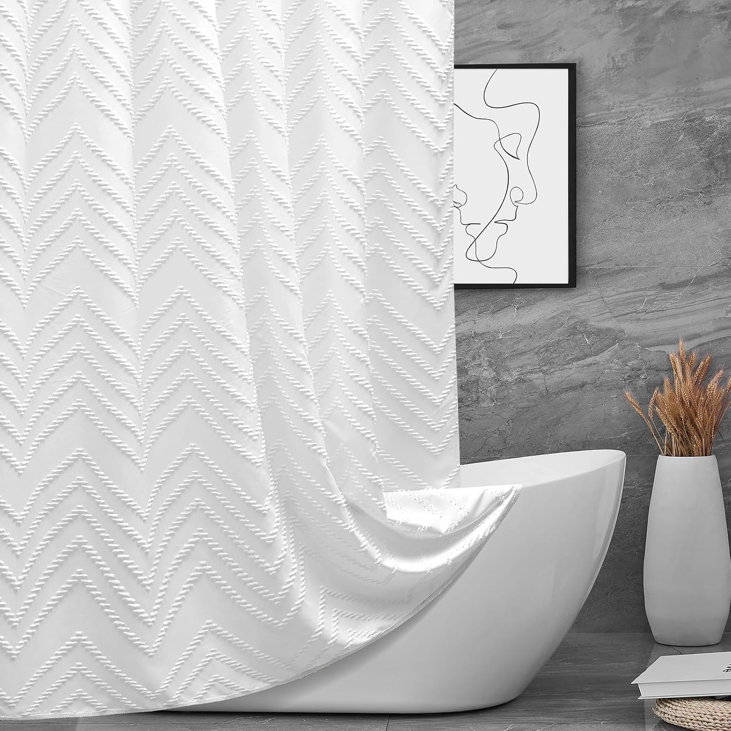 TURKIO Extra Long Shower Curtains for Modern Bathrooms