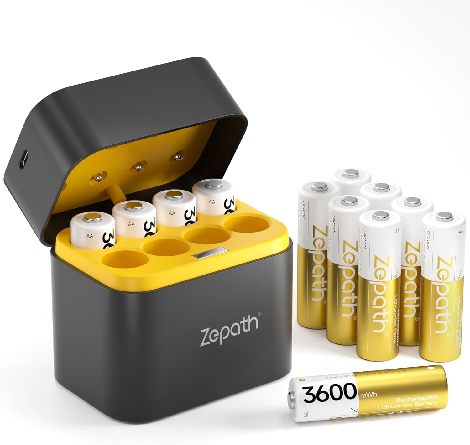 Long Lasting 3600mWh AA Li-ion Batteries - 12 Pack
