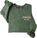 Personalized Embroidered Mama Sweatshirt With Kid Names On Sleeve