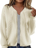 Womens Zip Up Cardigan Jacket - Comfortable Crewneck Casual Coat