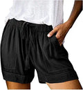 Women Summer Shorts Drawstring Comfy Elastic Waist Casual Pants