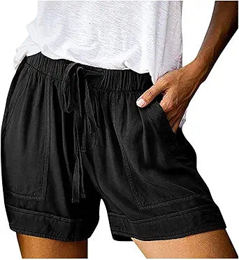 Women Summer Shorts Drawstring Comfy Elastic Waist Casual Pants