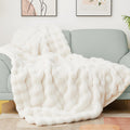 Faux Fur Throw Blanket 50x60 in - Plush, Thick and Warm